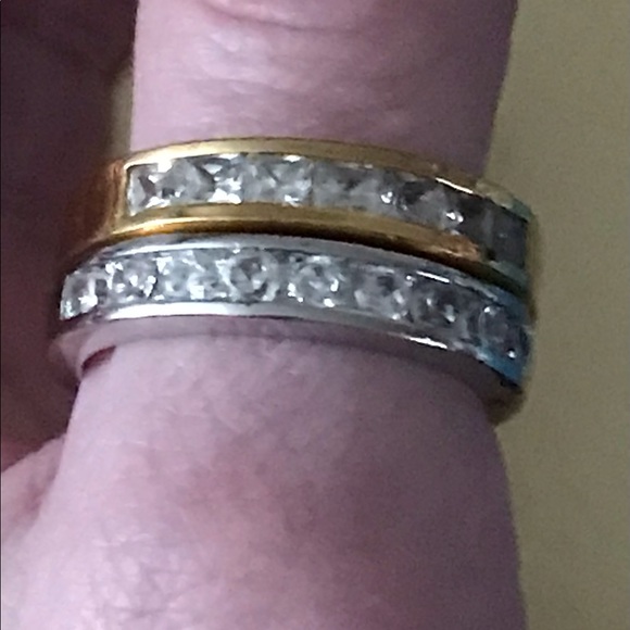 Gold CZ Band Stackable Ring 9 - Picture 8 of 9